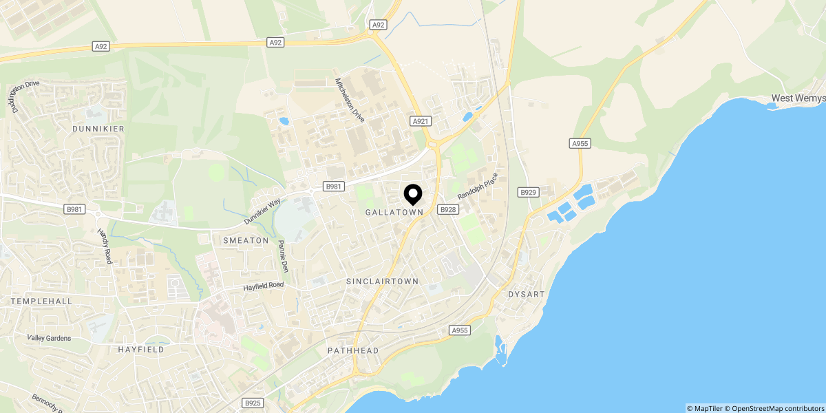 Approximate location of Miller Street, Kirkcaldy, KY1 3HG
