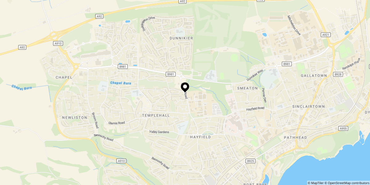 Approximate location of Cumbrae Terrace, Kirkcaldy, KY2 6SQ