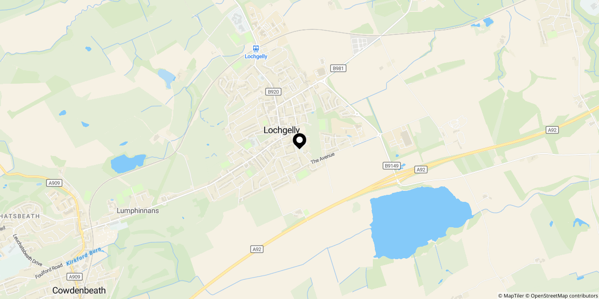 Approximate location of The Avenue, Lochgelly, KY5 9LL