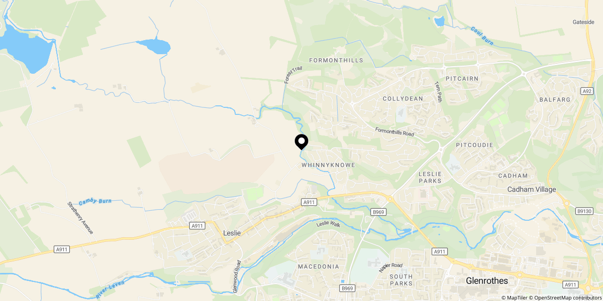 Approximate location of Greenwell Park, Glenrothes, KY6 3QH