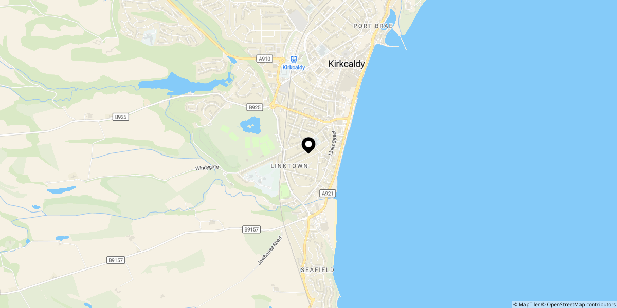 Approximate location of Milton Road, Kirkcaldy, KY1 1TP