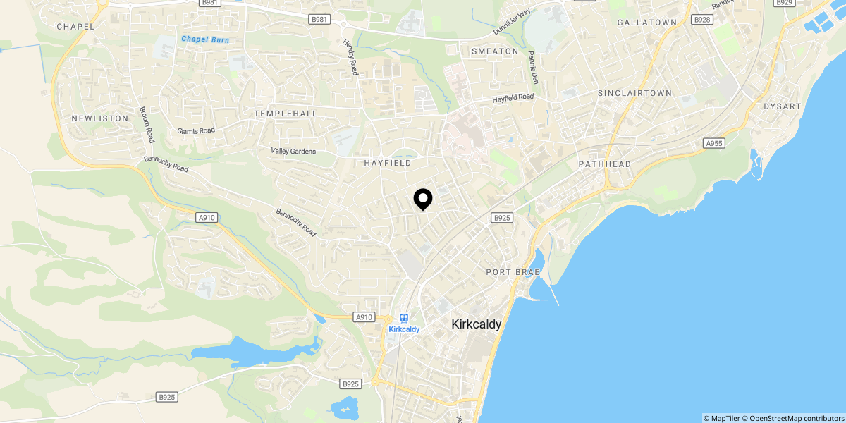 Approximate location of Meldrum Road, Kirkcaldy, KY2 5HX