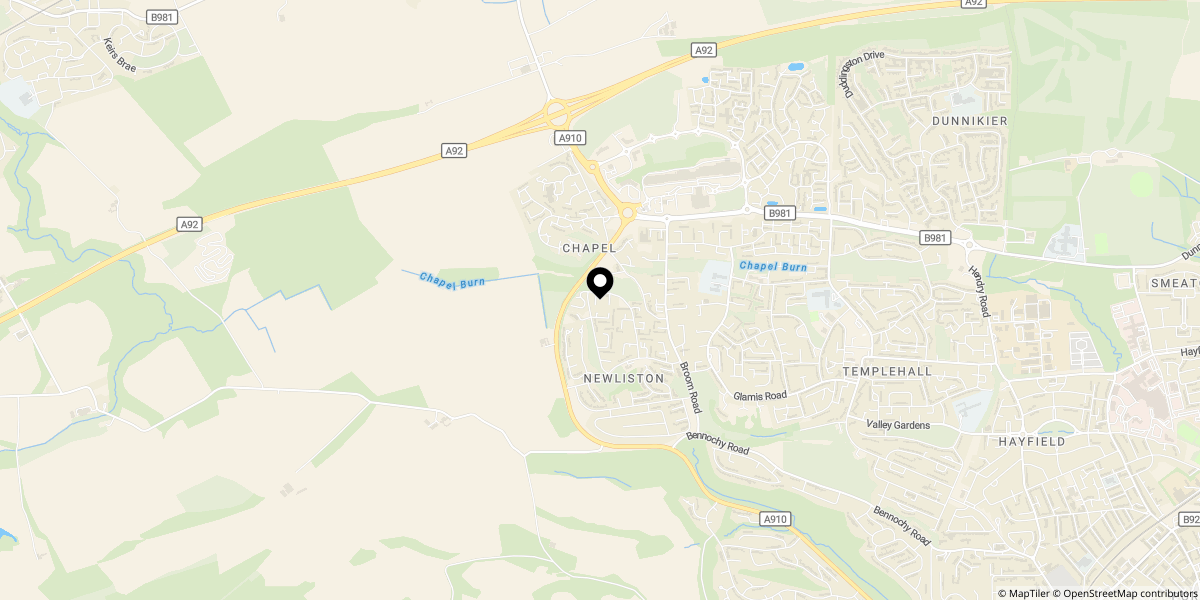 Approximate location of Redcraigs, Kirkcaldy, KY2 6UH