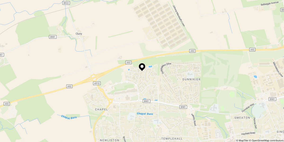 Approximate location of Sir Thomas Elder Way, Kirkcaldy, KY2 6ZS