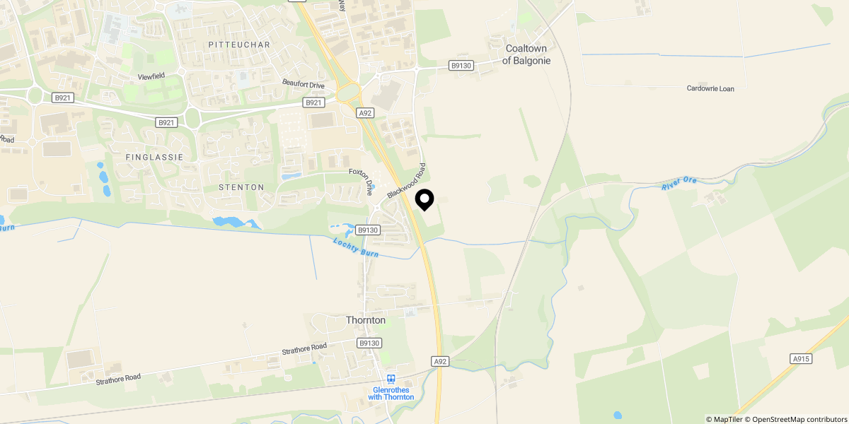 Approximate location of Corthan Court, Thornton, Kirkcaldy, KY1 4BS