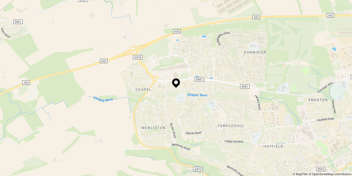 Approximate location of Chapelhill, Kirkcaldy, KY2 6PZ