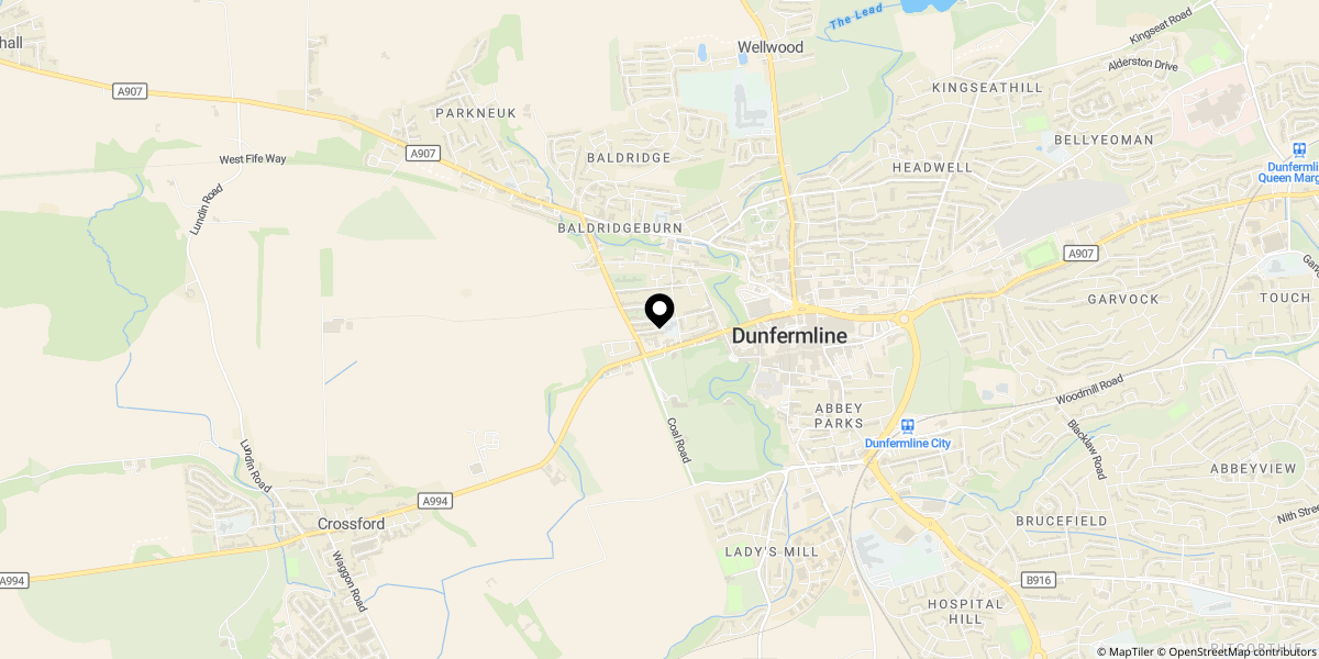 Approximate location of Maitland Street, Dunfermline, KY12 8AE