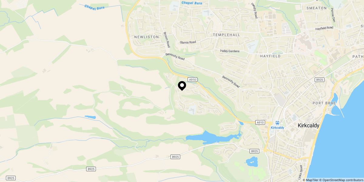 Approximate location of Fordell Gardens, Kirkcaldy, KY2 5TL