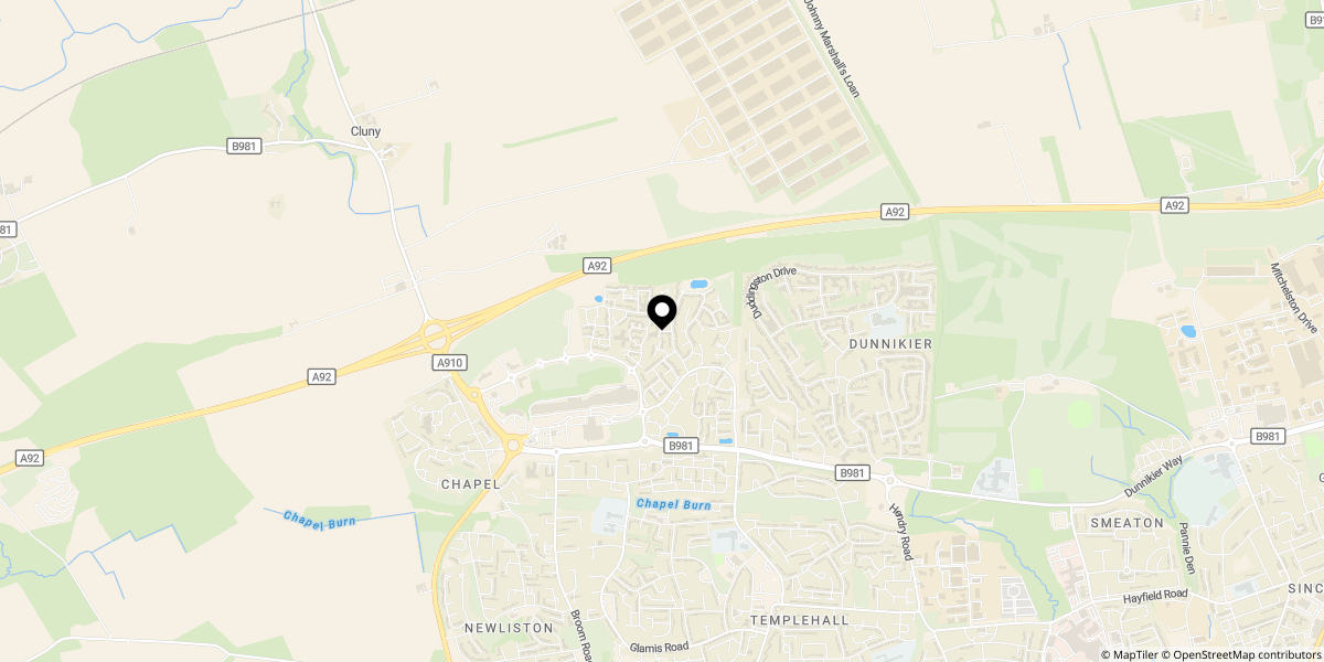 Approximate location of Sir Thomas Elder Way, Kirkcaldy, KY2 6ZR