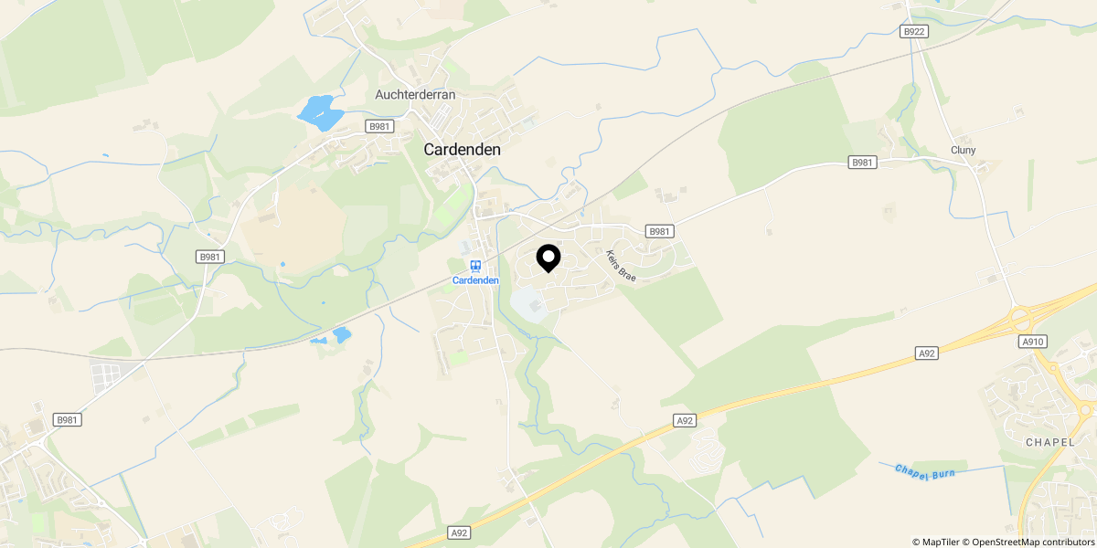 Approximate location of Carden Avenue, Cardenden, Lochgelly, KY5 0EN