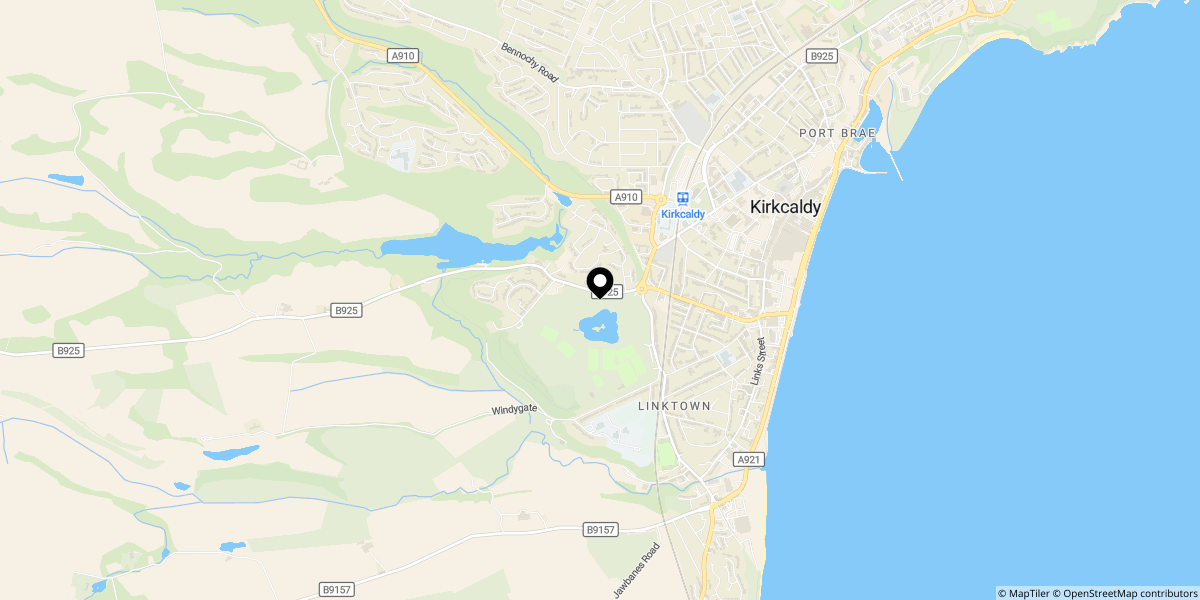 Approximate location of Raith Gardens, Kirkcaldy, KY2 5NJ