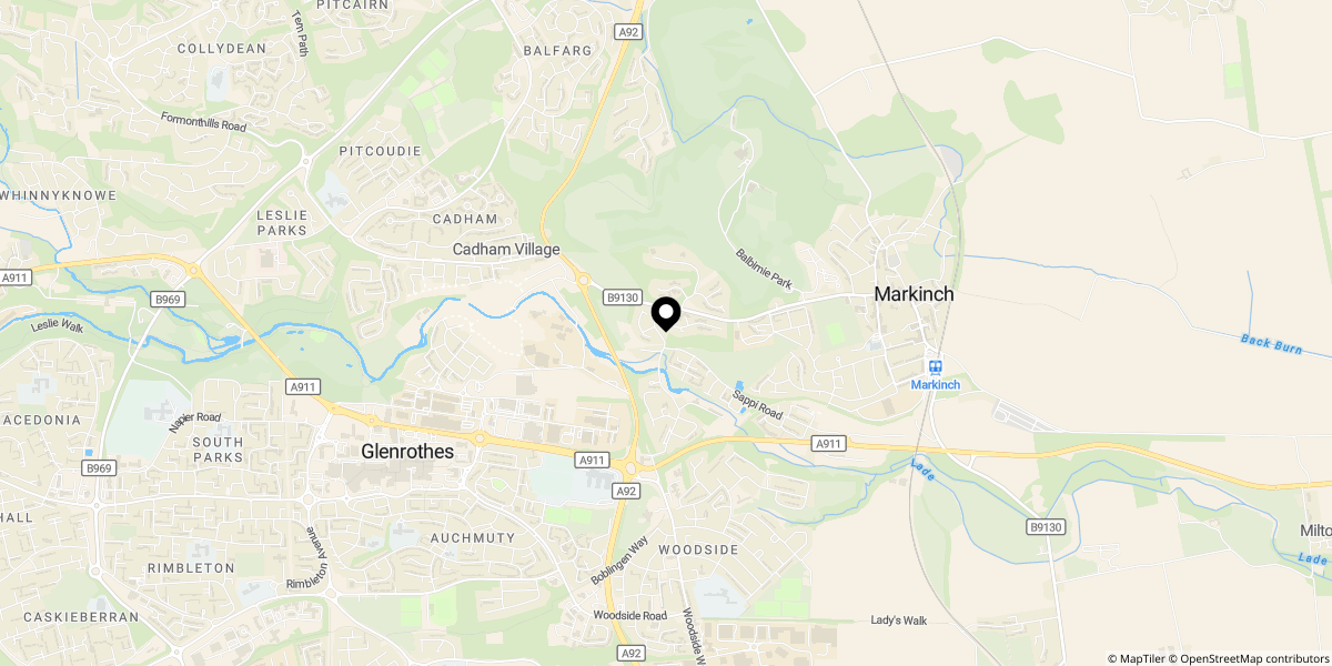 Approximate location of Prestonhall Avenue, Glenrothes, KY7 5RH