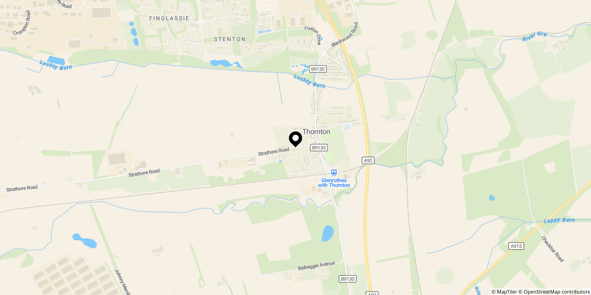 Approximate location of Cameron Park, Thornton, Kirkcaldy, KY1 4BB