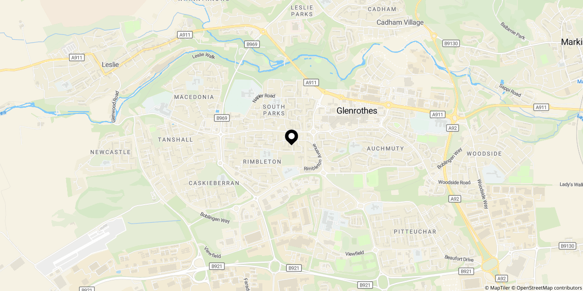 Approximate location of Bilsland Road, Glenrothes, KY6 2DZ