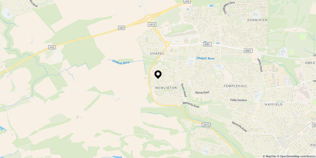 Approximate location of Redcraigs, Kirkcaldy, KY2 6UG